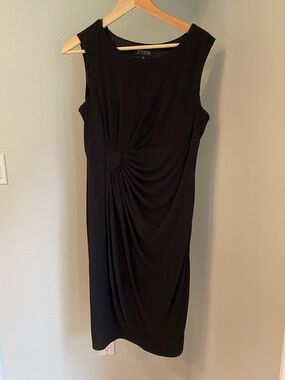 Enfocus Studio Black Sleeveless Ruched Midi Dress